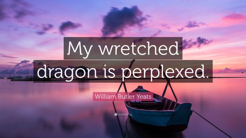 William Butler Yeats Quote: “My wretched dragon is perplexed.”