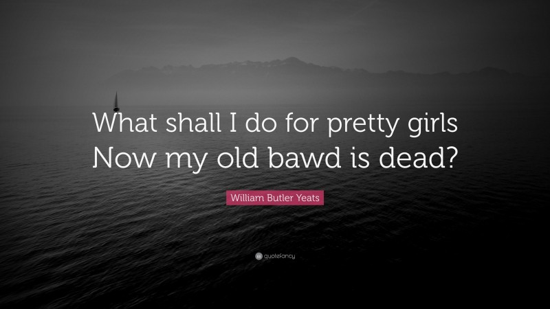 William Butler Yeats Quote: “What shall I do for pretty girls Now my old bawd is dead?”