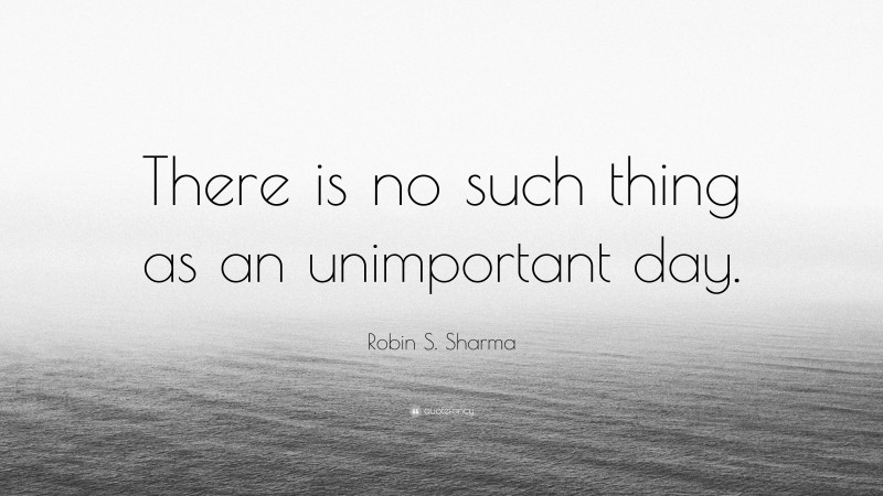 Robin S. Sharma Quote: “There is no such thing as an unimportant day.”