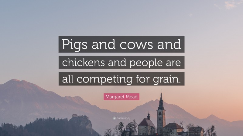 Margaret Mead Quote: “Pigs and cows and chickens and people are all competing for grain.”