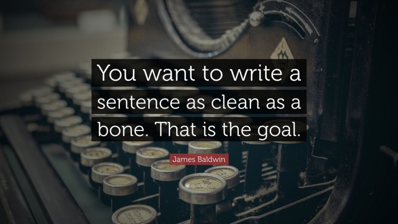 James Baldwin Quote: “You want to write a sentence as clean as a bone. That is the goal.”