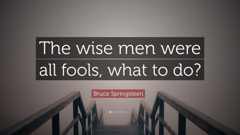 Bruce Springsteen Quote: “The wise men were all fools, what to do?”