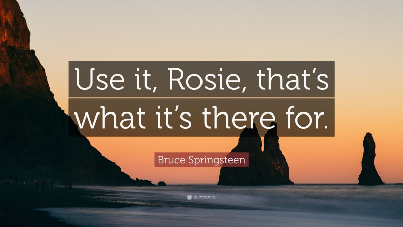 Bruce Springsteen Quote: “Use it, Rosie, that’s what it’s there for.”