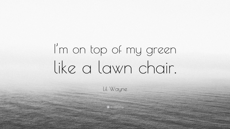 Lil Wayne Quote: “I’m on top of my green like a lawn chair.”
