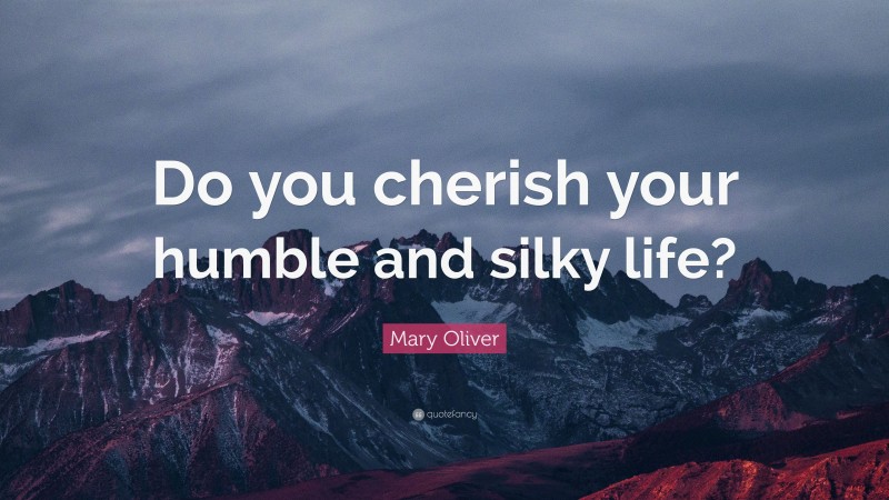 Mary Oliver Quote: “Do you cherish your humble and silky life?”
