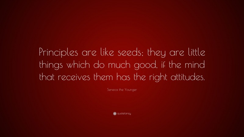 Seneca the Younger Quote: “Principles are like seeds; they are little things which do much good, if the mind that receives them has the right attitudes.”