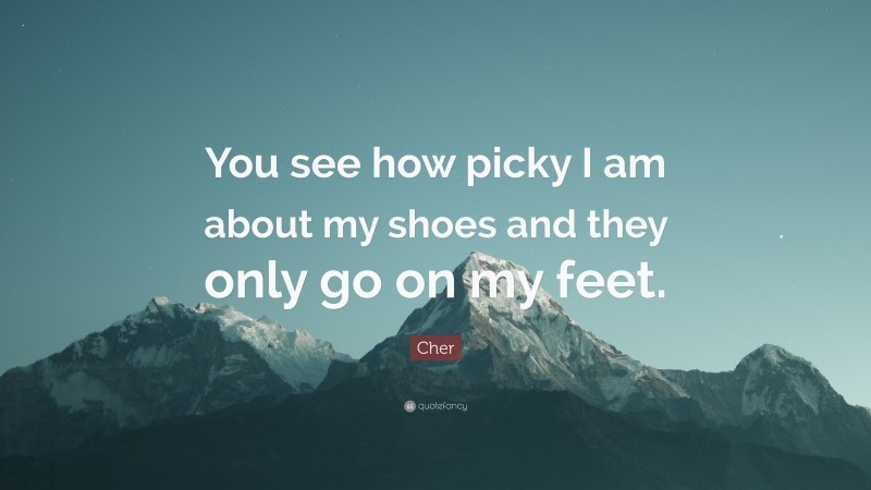 Cher Quote: “You see how picky I am about my shoes and they only go on my feet.”