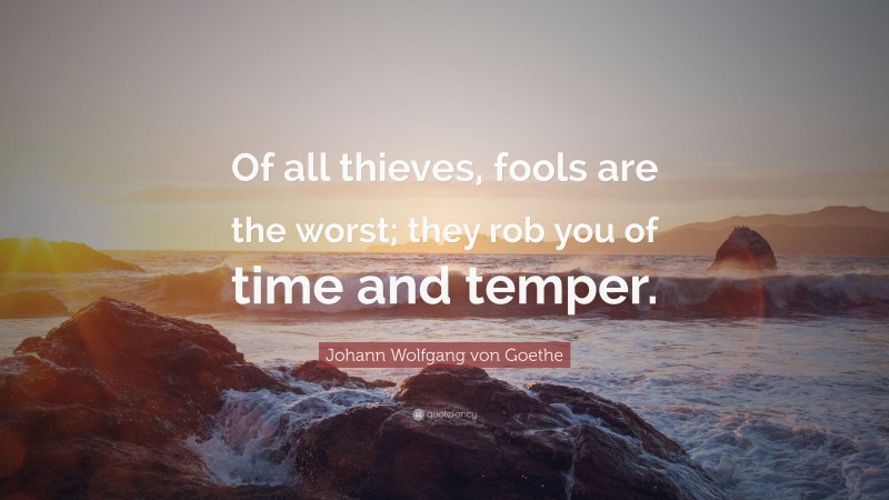 Johann Wolfgang von Goethe Quote: “Of all thieves, fools are the worst; they rob you of time and temper.”