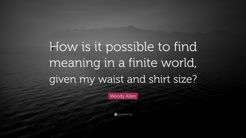 Woody Allen Quote: “How is it possible to find meaning in a finite world, given my waist and shirt size?”