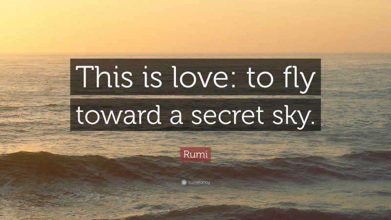 Rumi Quote: “This is love: to fly toward a secret sky.”