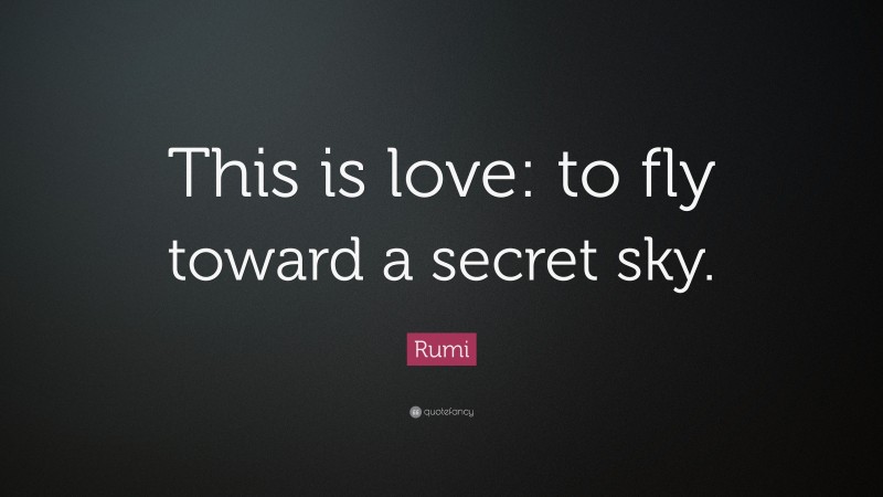 Rumi Quote: “This is love: to fly toward a secret sky.”