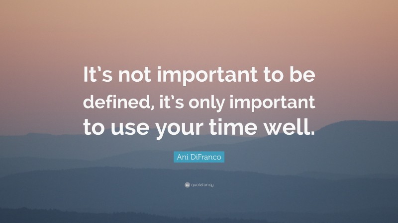 Ani DiFranco Quote: “It’s not important to be defined, it’s only important to use your time well.”