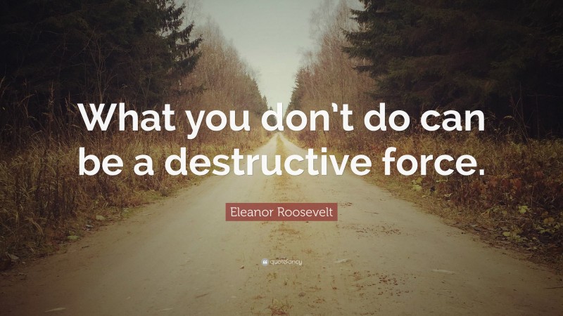 Eleanor Roosevelt Quote: “What you don’t do can be a destructive force.”