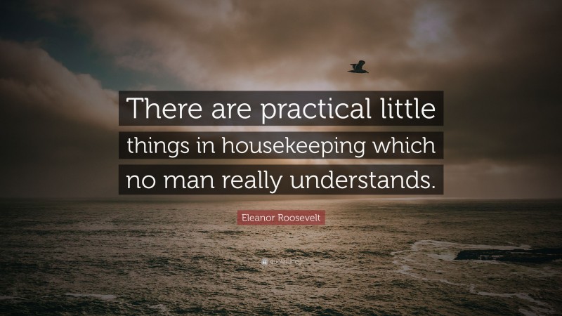 Eleanor Roosevelt Quote: “There are practical little things in housekeeping which no man really understands.”