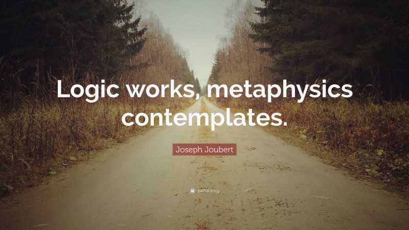 Joseph Joubert Quote: “Logic works, metaphysics contemplates.”