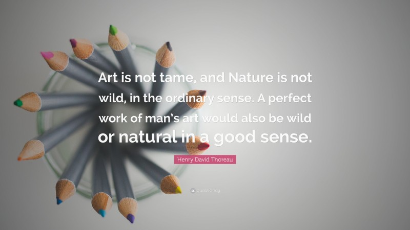 Henry David Thoreau Quote: “Art is not tame, and Nature is not wild, in the ordinary sense. A perfect work of man’s art would also be wild or natural in a good sense.”
