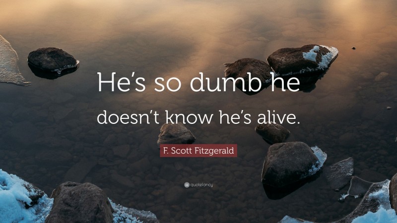 F. Scott Fitzgerald Quote: “He’s so dumb he doesn’t know he’s alive.”