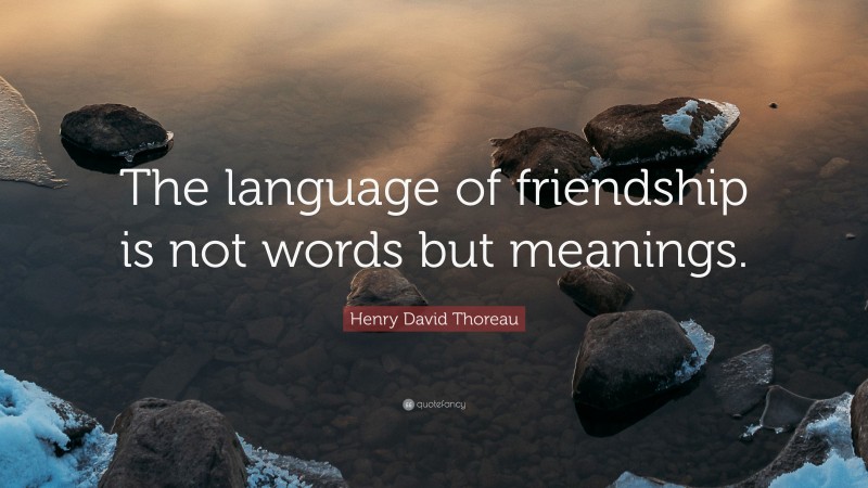 Henry David Thoreau Quote: “The language of friendship is not words but meanings.”