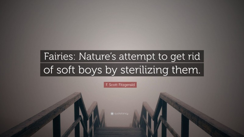 F. Scott Fitzgerald Quote: “Fairies: Nature’s attempt to get rid of soft boys by sterilizing them.”