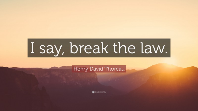 Henry David Thoreau Quote: “I say, break the law.”