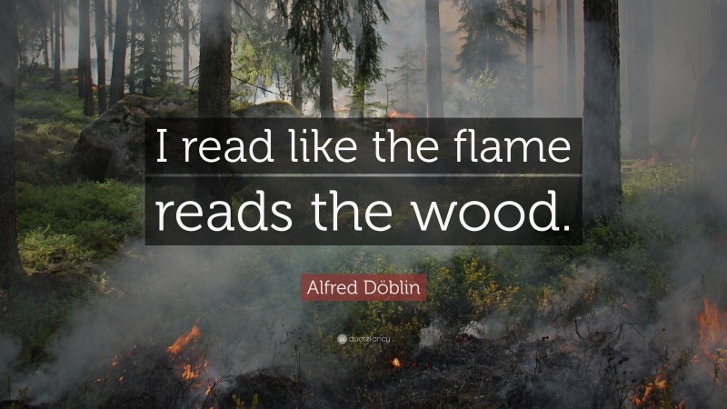 Alfred Döblin Quote: “I read like the flame reads the wood.”
