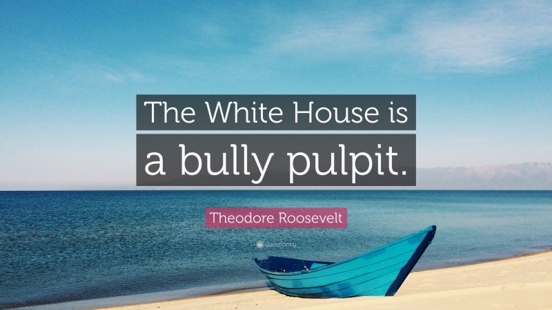 Theodore Roosevelt Quote: “The White House is a bully pulpit.”