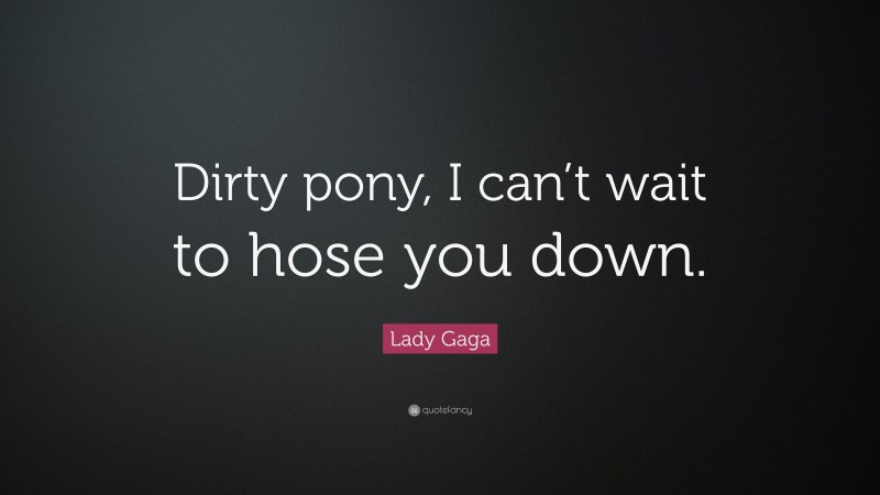 Lady Gaga Quote: “Dirty pony, I can’t wait to hose you down.”