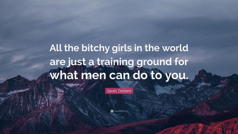 Sarah Dessen Quote: “All the bitchy girls in the world are just a training ground for what men can do to you.”