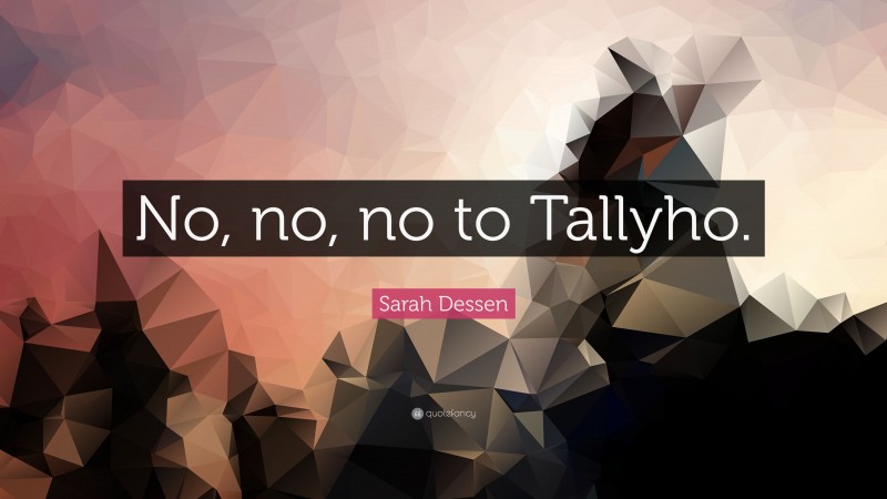 Sarah Dessen Quote: “No, no, no to Tallyho.”