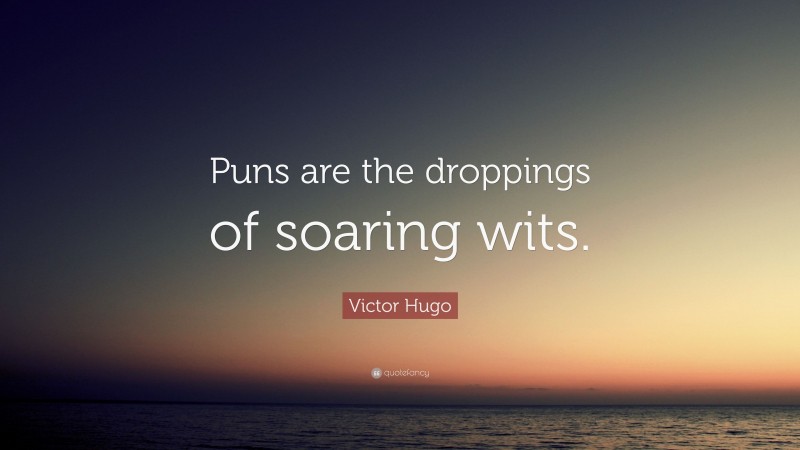 Victor Hugo Quote: “Puns are the droppings of soaring wits.”