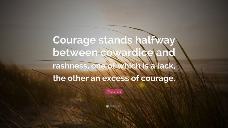 Plutarch Quote: “Courage stands halfway between cowardice and rashness, one of which is a lack, the other an excess of courage.”