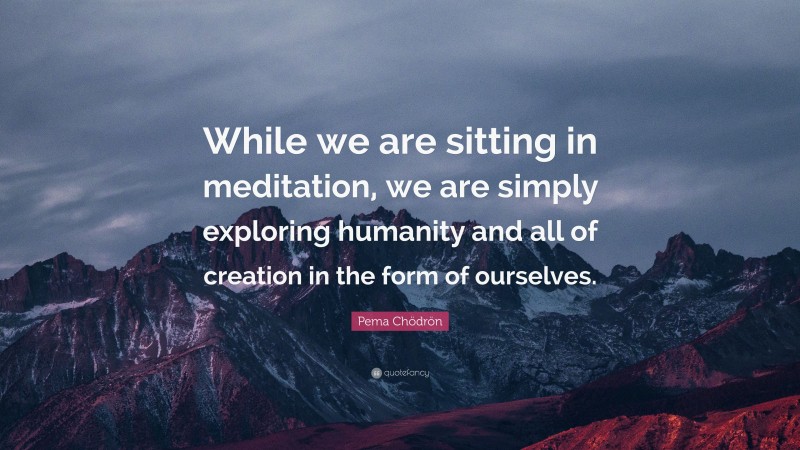 Pema Chödrön Quote: “While we are sitting in meditation, we are simply exploring humanity and all of creation in the form of ourselves.”