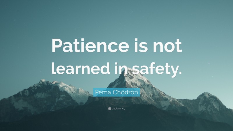 Pema Chödrön Quote: “Patience is not learned in safety.”