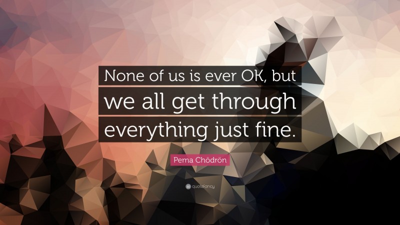 Pema Chödrön Quote: “None of us is ever OK, but we all get through everything just fine.”