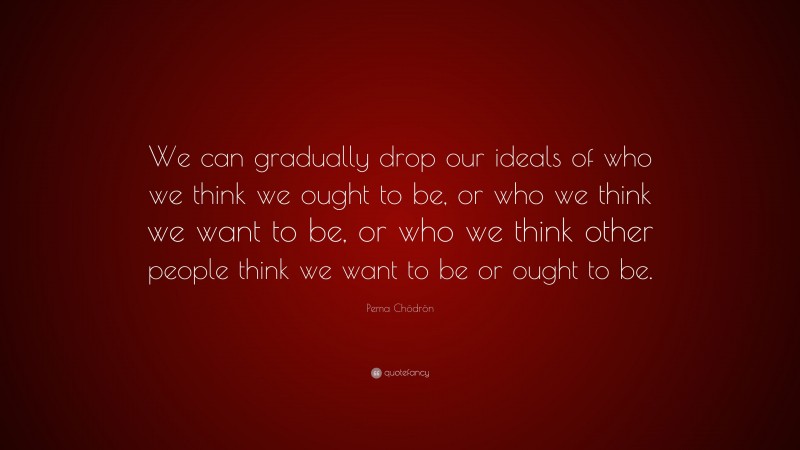 Pema Chödrön Quote: “We can gradually drop our ideals of who we think we ought to be, or who we think we want to be, or who we think other people think we want to be or ought to be.”
