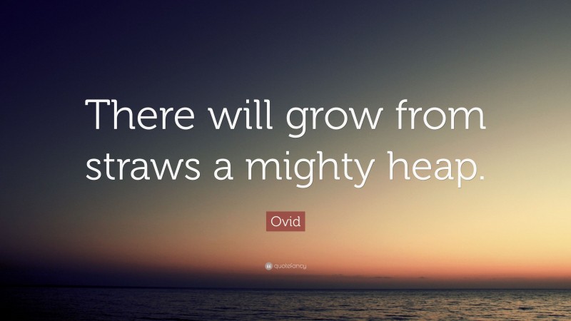 Ovid Quote: “There will grow from straws a mighty heap.”