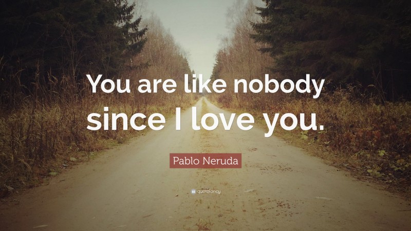 Pablo Neruda Quote: “You are like nobody since I love you.”