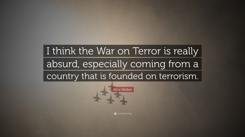 Alice Walker Quote: “I think the War on Terror is really absurd, especially coming from a country that is founded on terrorism.”