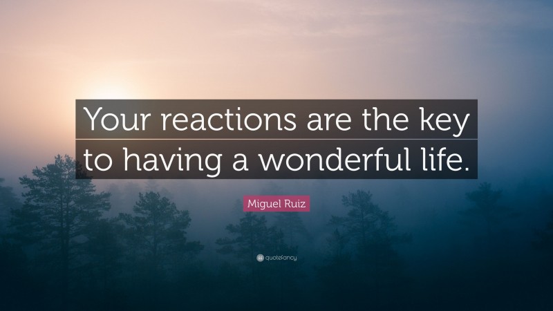 Miguel Ruiz Quote: “Your reactions are the key to having a wonderful life.”