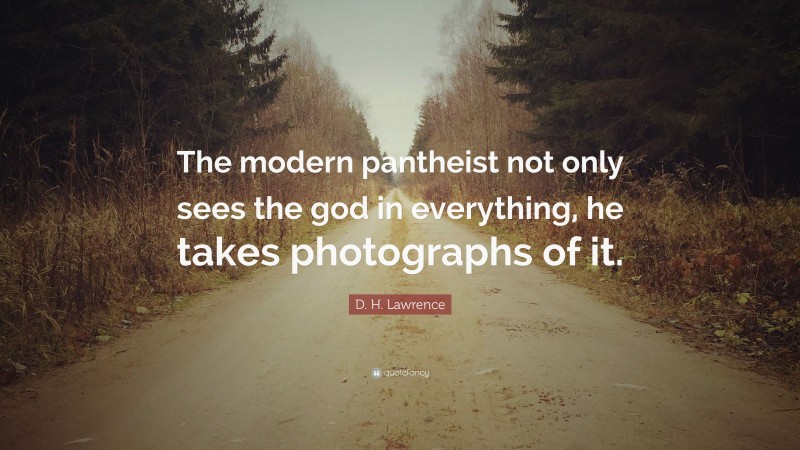 D. H. Lawrence Quote: “The modern pantheist not only sees the god in everything, he takes photographs of it.”
