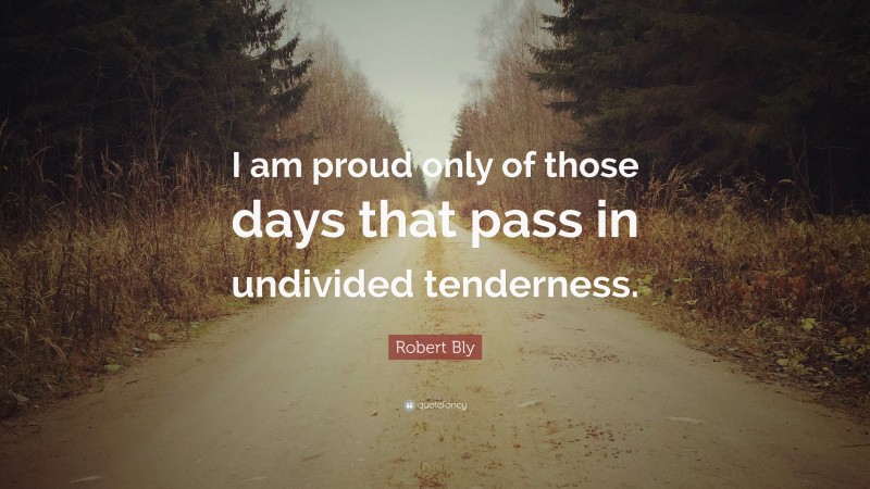 Robert Bly Quote: “I am proud only of those days that pass in undivided tenderness.”