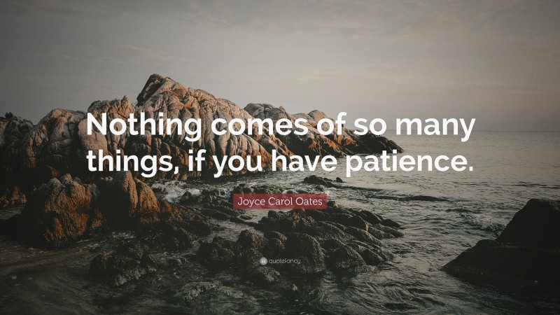 Joyce Carol Oates Quote: “Nothing comes of so many things, if you have patience.”