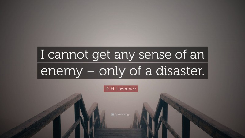 D. H. Lawrence Quote: “I cannot get any sense of an enemy – only of a disaster.”