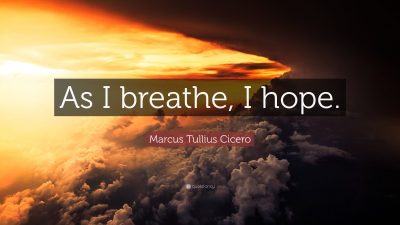 Marcus Tullius Cicero Quote: “As I breathe, I hope.”