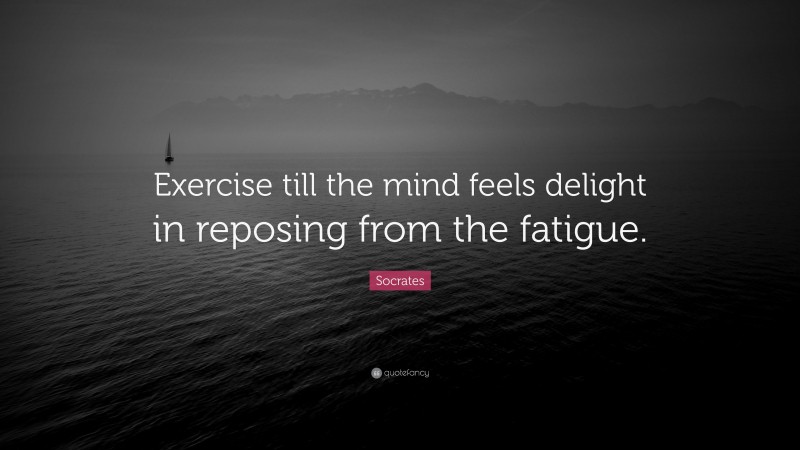 Socrates Quote: “Exercise till the mind feels delight in reposing from the fatigue.”