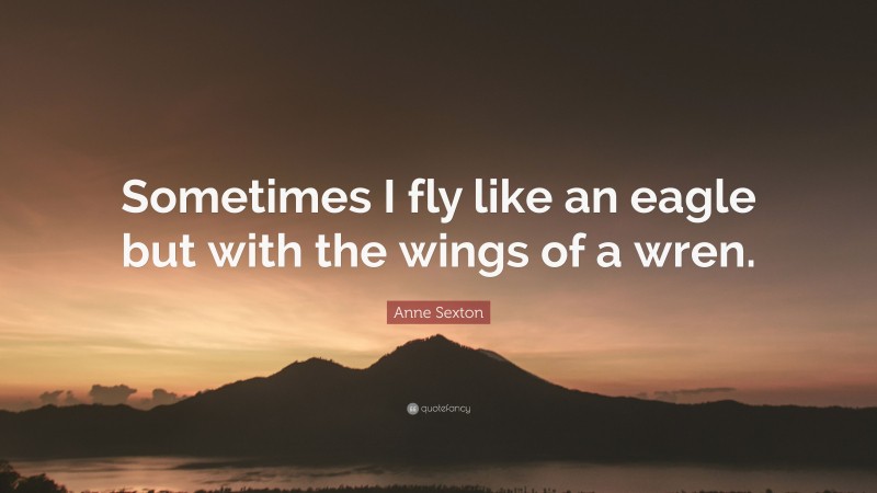 Anne Sexton Quote: “Sometimes I fly like an eagle but with the wings of a wren.”