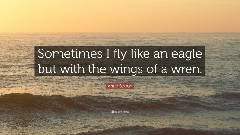 Anne Sexton Quote: “Sometimes I fly like an eagle but with the wings of a wren.”