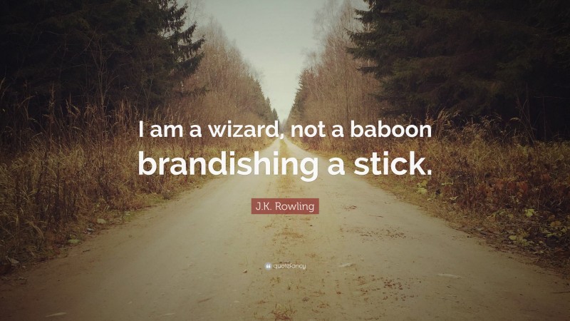 J.K. Rowling Quote: “I am a wizard, not a baboon brandishing a stick.”