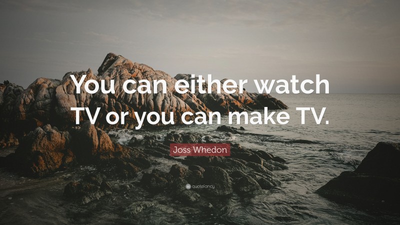 Joss Whedon Quote: “You can either watch TV or you can make TV.”