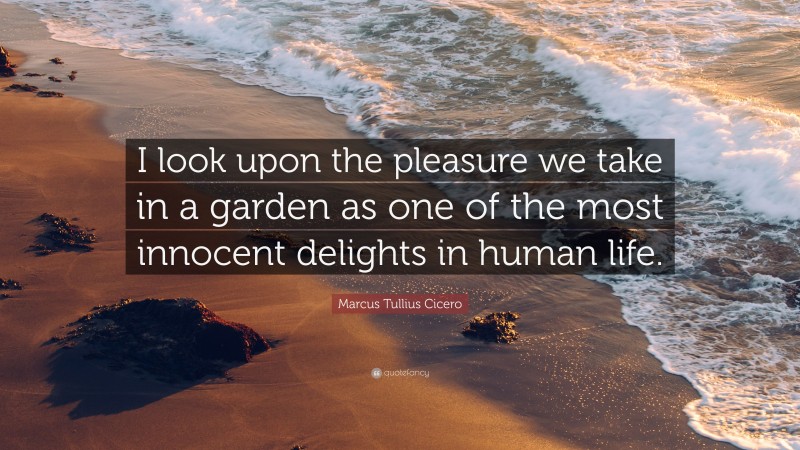 Marcus Tullius Cicero Quote: “I look upon the pleasure we take in a garden as one of the most innocent delights in human life.”